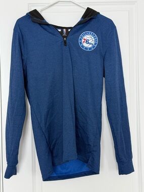 Philadelphia 76ers Men’s Royal Heathered Quarter-Zip Hoodie Size Small NBA